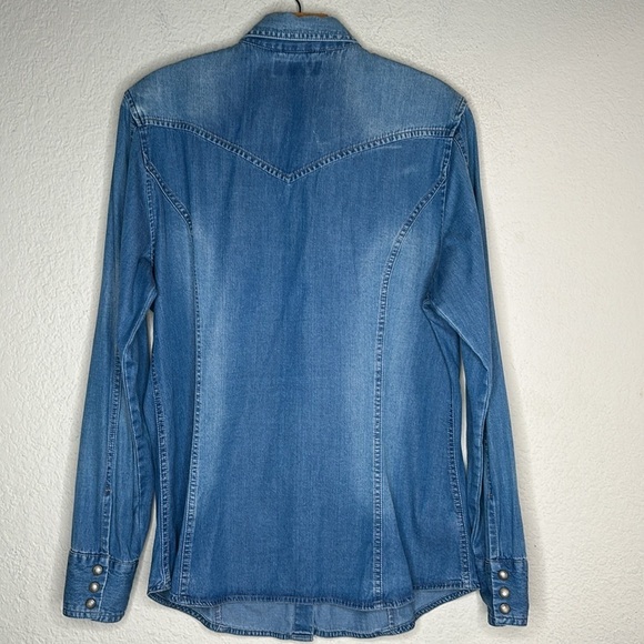 VTG Eddie Bauer Men’s Pearl Snap Button Denim Western Shirt Sz LRG Rodeo Cowboy - Picture 7 of 7